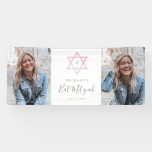Waterverf Bat Mitzvah Ombré Twee Foto Spandoek