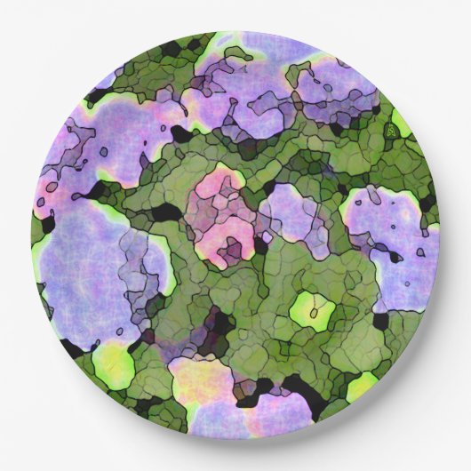 Waterverf Batik Hydrangeas Papieren Bordje (Voorkant)