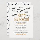 Waterverf Bats Halloween Party Kaart (Voorkant / Achterkant)