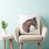 Waterverf Bay paardenhoofd in een teugel Kussen (Stoel)