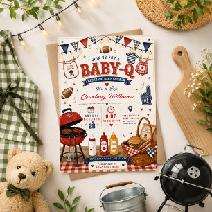 waterverf BBQ achtertuin rustieke baby shower zome Kaart