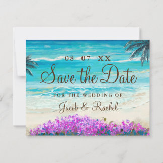 Waterverf Beach Blue Ocean Save the Date Kaart
