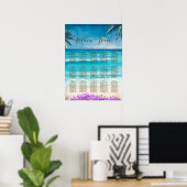 Waterverf Beach Blue Ocean Wedding Seating Chart Poster (Thuiskantoor)