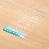 Waterverf Beach Caribbean Destination Wedding Acryl Uitnodigingen (Laagn)