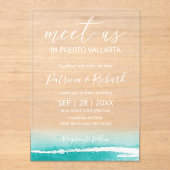 Waterverf Beach Caribbean Destination Wedding Acryl Uitnodigingen (Voorkant)