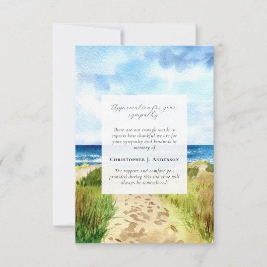 Waterverf Beach Foto Sympathy Begrafenismonument Bedankkaart (Voorkant)