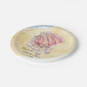 Waterverf Beach met Clams & parels Vrijgezellenfee Papieren Bordje (Gekanteld)