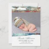 Waterverf Beach Newborn Baby Foto geboorte Aankondiging (Voorkant)
