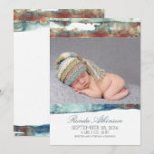 Waterverf Beach Newborn Baby Foto geboorte Aankondiging (Voorkant / Achterkant)