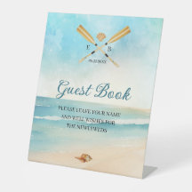 Waterverf Beach Oars bruiloft gastenboek