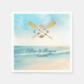 Waterverf Beach Oars bruiloft Servet (Voorkant)