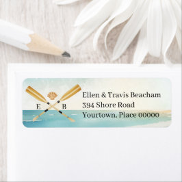 Waterverf Beach Oars retouradres Etiket