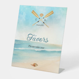 Waterverf Beach Oars Wedding Favors Reclamebord Met Voetstuk