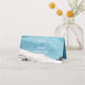 Waterverf Beach Ocean Waves Monogram Weddenschap (Achterkant)