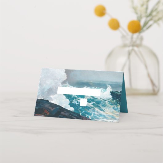 Waterverf Beach Ocean Waves Monogram Weddenschap (Voorkant)