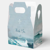 Waterverf Beach Ocean Waves Monogram Weddenschap Bedankdoosjes (Geopend)