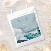 Waterverf Beach Ocean Waves Monogram Weddenschap Bedankzakje (Geknipt)