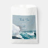 Waterverf Beach Ocean Waves Monogram Weddenschap Bedankzakje (Voorkant)