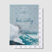Waterverf Beach Ocean Waves Monogram Weddenschap Vellum Uitnodigingen (Offset (Uitnodiging))