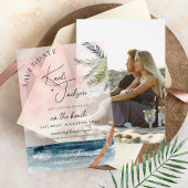 Waterverf Beach Palm Trees Wedding Save the Date Vellum Uitnodigingen