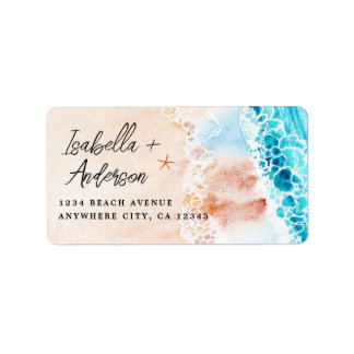 Waterverf Beach Retouradres Etiket