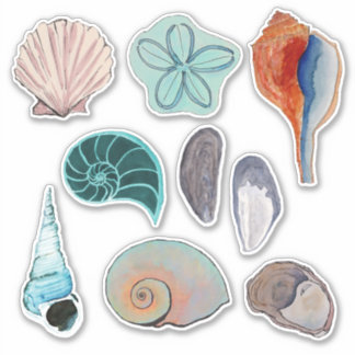 Waterverf Beach Seashells Variant Sticker