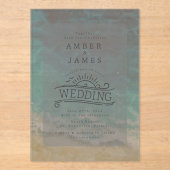 Waterverf Beach Shore Line Art Wedding Acryl Uitnodigingen (Voorkant)