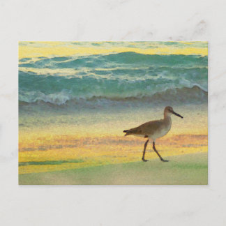 Waterverf Beach Sunset met Sandpiper Briefkaart