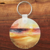 Waterverf Beach Sunset Sleutelhanger (Achterkant)