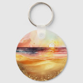 Waterverf Beach Sunset Sleutelhanger (Achterkant)