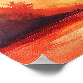 Waterverf Beach Sunset Wedding Welkomstbord Poster (Hoek)