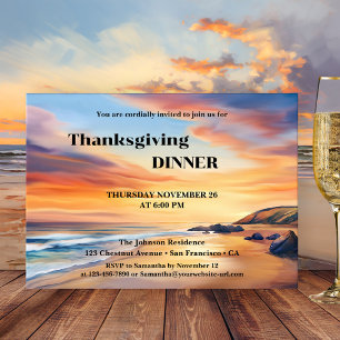 Waterverf Beach Thanksgiving Dinner Party Kaart