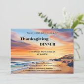 Waterverf Beach Thanksgiving Dinner Party Kaart (Staand voorkant)