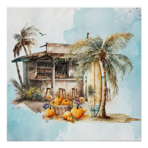 Waterverf Beach Thanksgiving Perfect Poster