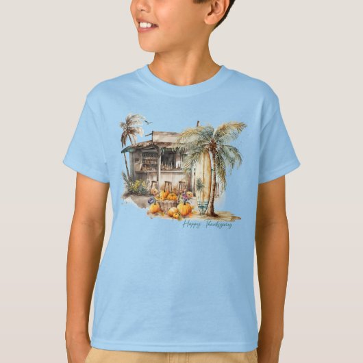 Waterverf Beach Thanksgiving T-shirt (Voorkant)