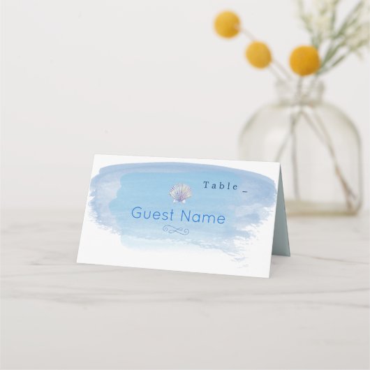 Waterverf Beach Theme Table Place Card (Voorkant)