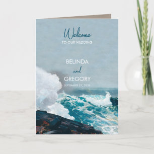Waterverf Beach Waves Wedding Order of Service Programma