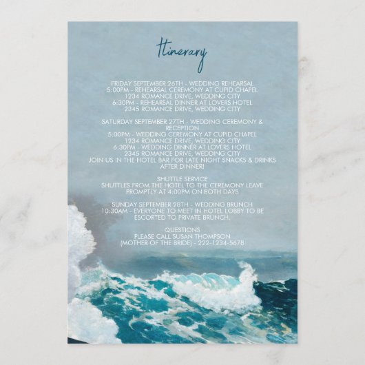 Waterverf Beach Waves Weduwprogramma Programma (Achterkant)