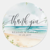 Waterverf Beach Weddenschap Bedankt Ronde Sticker (Voorkant)