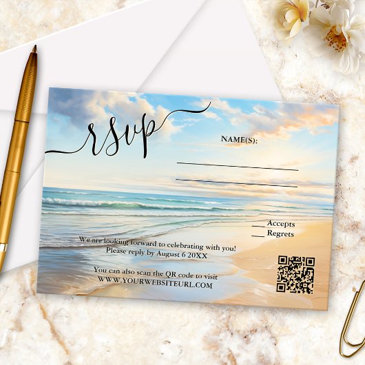 Waterverf Beach Wedding RSVP Card