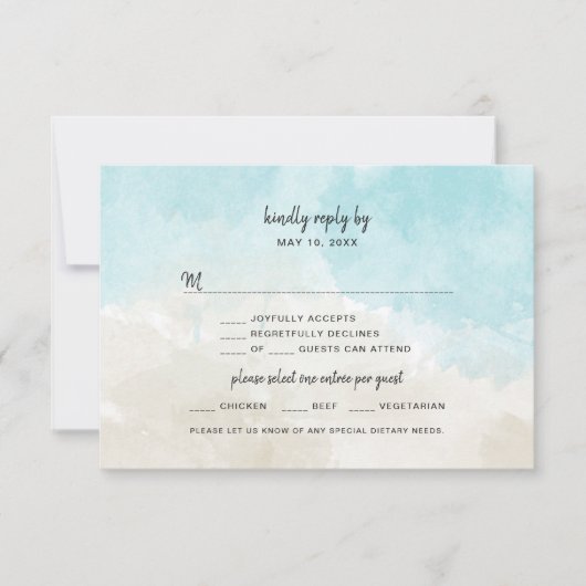 Waterverf Beach Wedding RSVP-kaart Kaart (Voorkant)