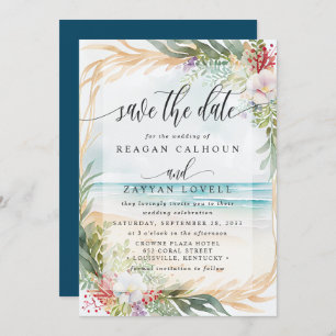 Waterverf Beach Wedding Save the Date Kaart