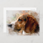 Waterverf Beagle Dog Briefkaart (Voorkant / Achterkant)