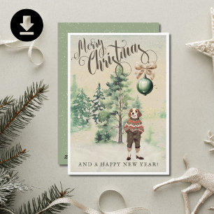 Waterverf Beagle Dog Feestdagenkaart