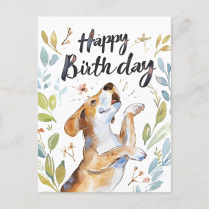 Waterverf Beagle hond Verjaardag Briefkaart