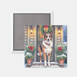 Waterverf Beauceron Rustieke Porch Kerstmis Magneet