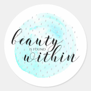 Waterverf Beauty Quote Ronde Sticker