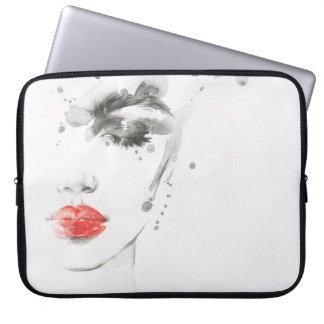 Waterverf Beauty: Vrouw portretillustratie Laptop Sleeve
