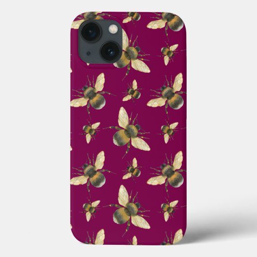 Waterverf Bee Pattern iPhone case (Achterkant)