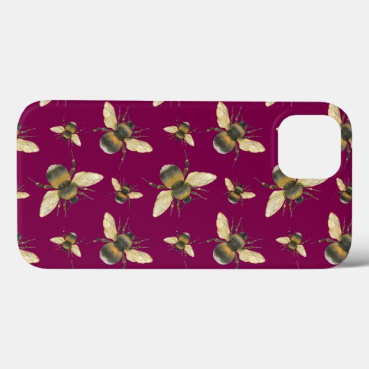Waterverf Bee Pattern iPhone case (Achterkant (horizontaal))